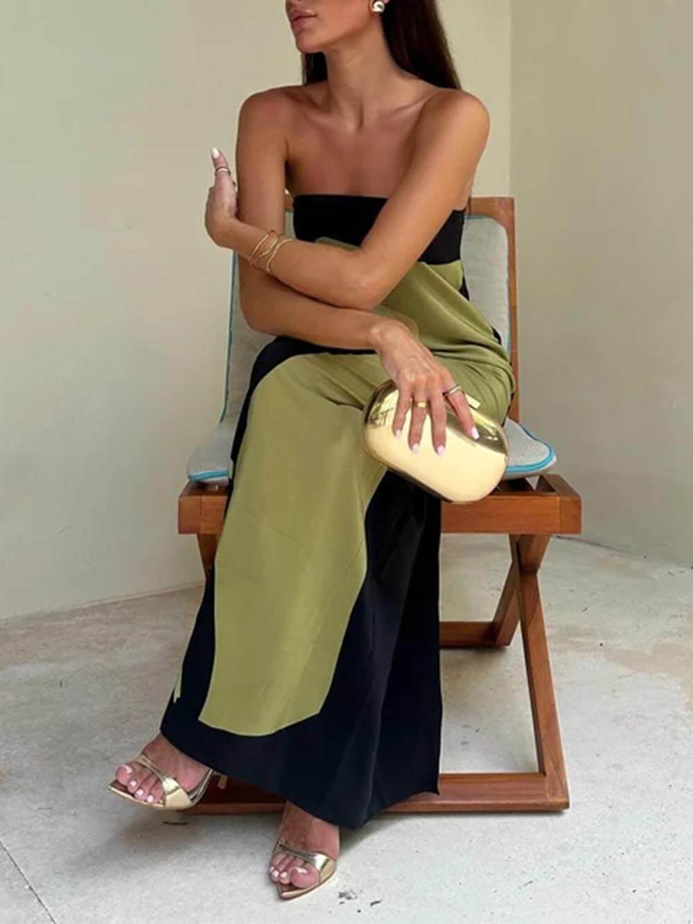 Karla | Vestido largo estampado con hombros descubiertos
