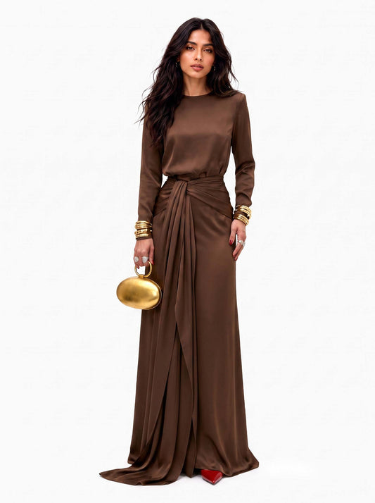 Brisa | Vestido largo de satén drapeado