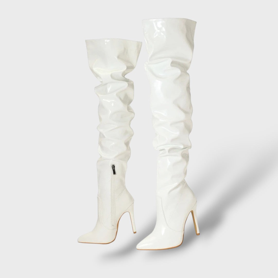 Selena | Botas altas de charol con tacón de aguja