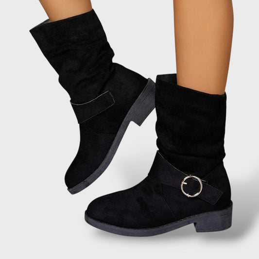 Gala | Botines de gamuza sintético con tacón grueso estilo vaquero