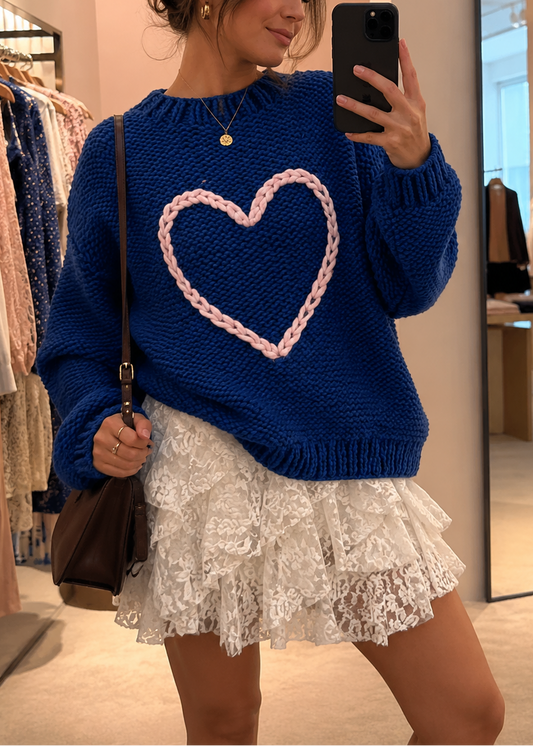 Natalia | Suéter oversize con corazón trenzado