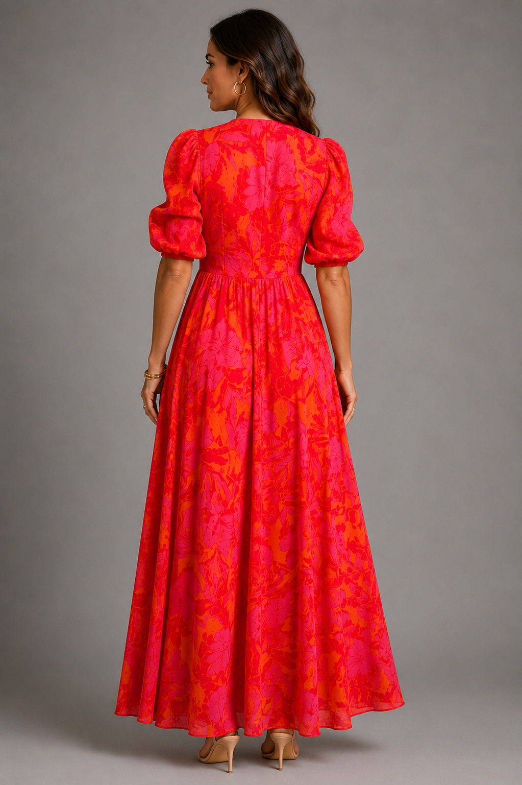 Anabel | Vestido fluido en rosa y naranja
