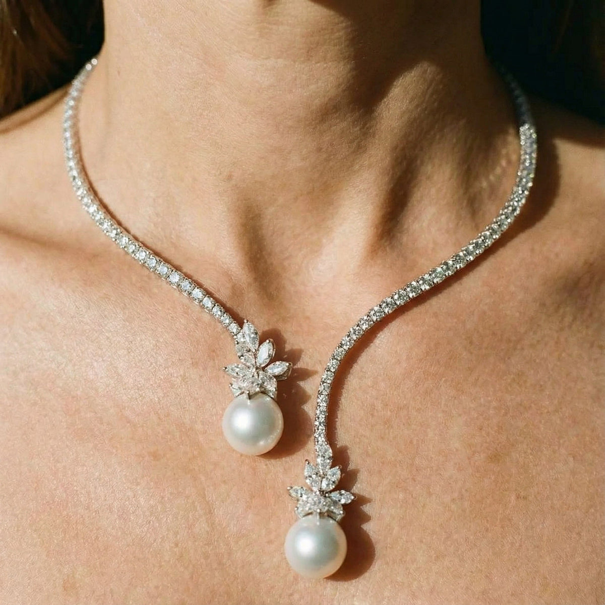 Seraphina | Collar elegante y brillante de perlas en plata