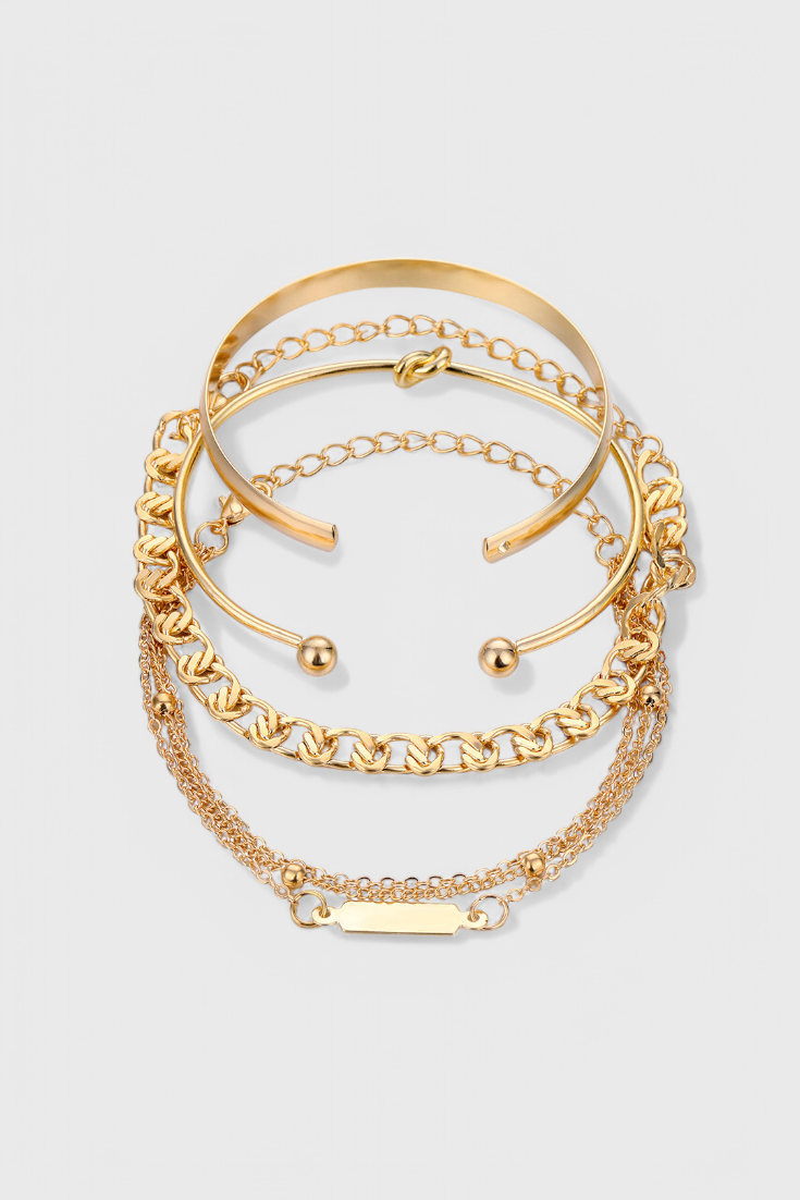 Catherine | Set de 4 pulseras de cadena metálica