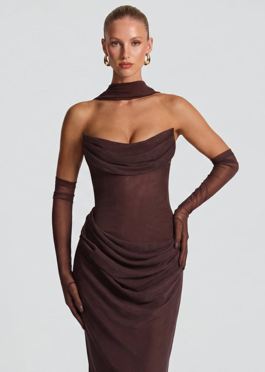 Emilia | Vestido largo drapeado