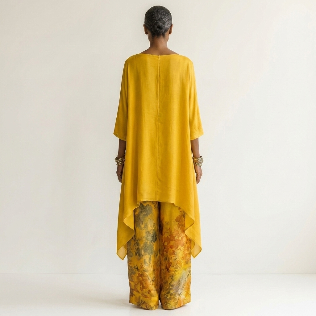 Camelia | Conjunto asimétrico de algodón y seda