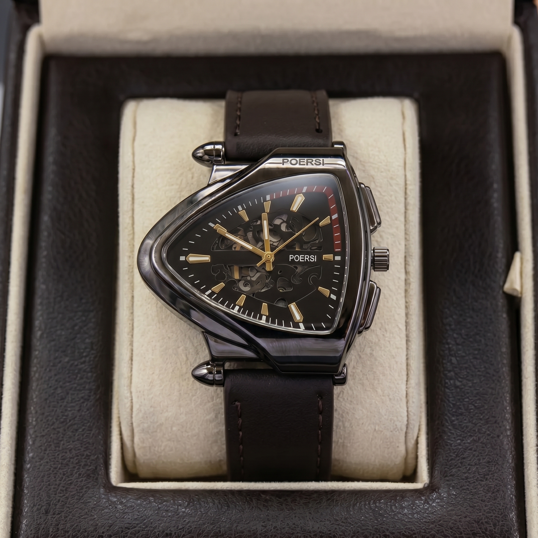 Damián | Reloj de piel con caja triangular