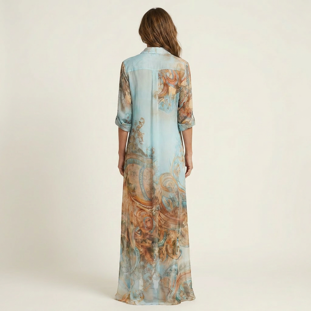 Carlota | Vestido camisero maxi de seda