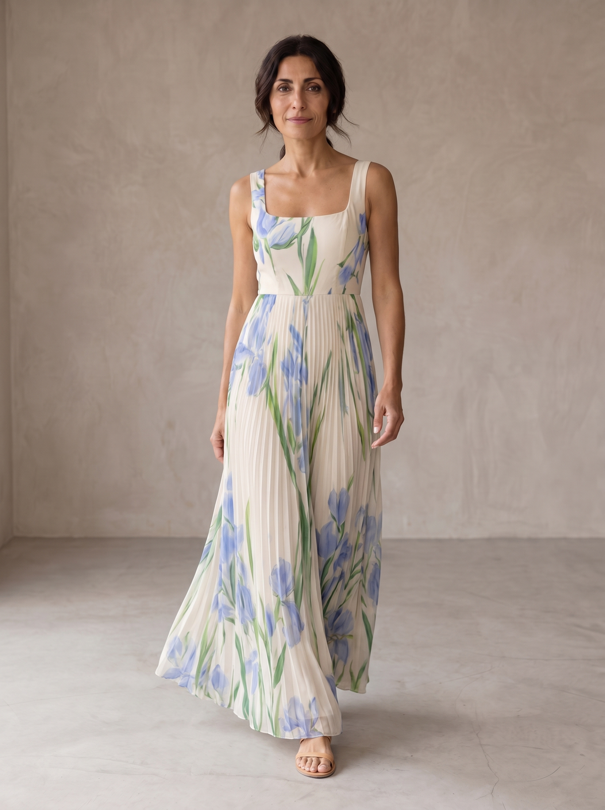 Ariadna | Vestido maxi de línea a con estampado floral