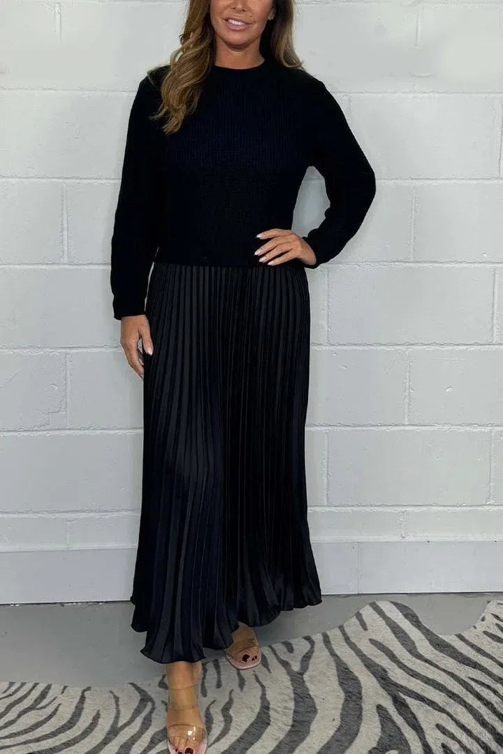 Claudia | Vestido maxi con suéter y falda plisada