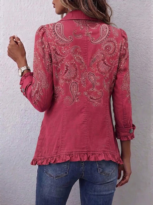 Adoración | Chamarra de cachemira rosa con volantes