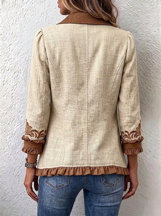 Silvia | Saco floral bordado con volantes