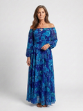 Chloe | Vestido largo floral con hombros descubiertos