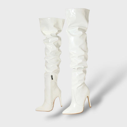 Selena | Botas altas de charol con tacón de aguja
