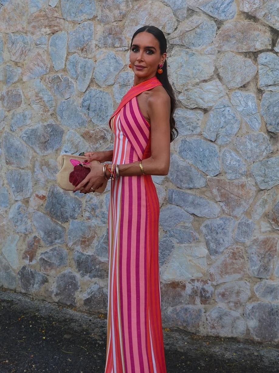 Mila | Vestido largo halter de lino a rayas