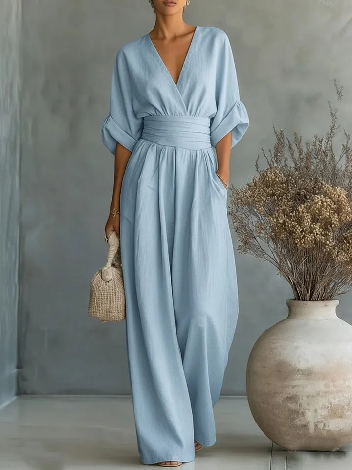 Josefina | Jumpsuit con escote en V y pantalón ancho