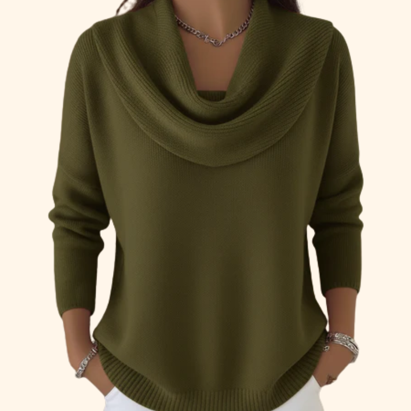 Coral | Suéter con cuello drapeado