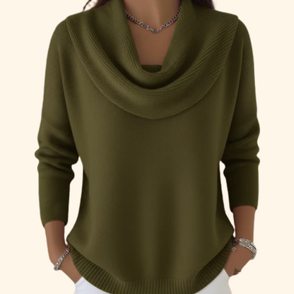 Coral | Suéter con cuello drapeado