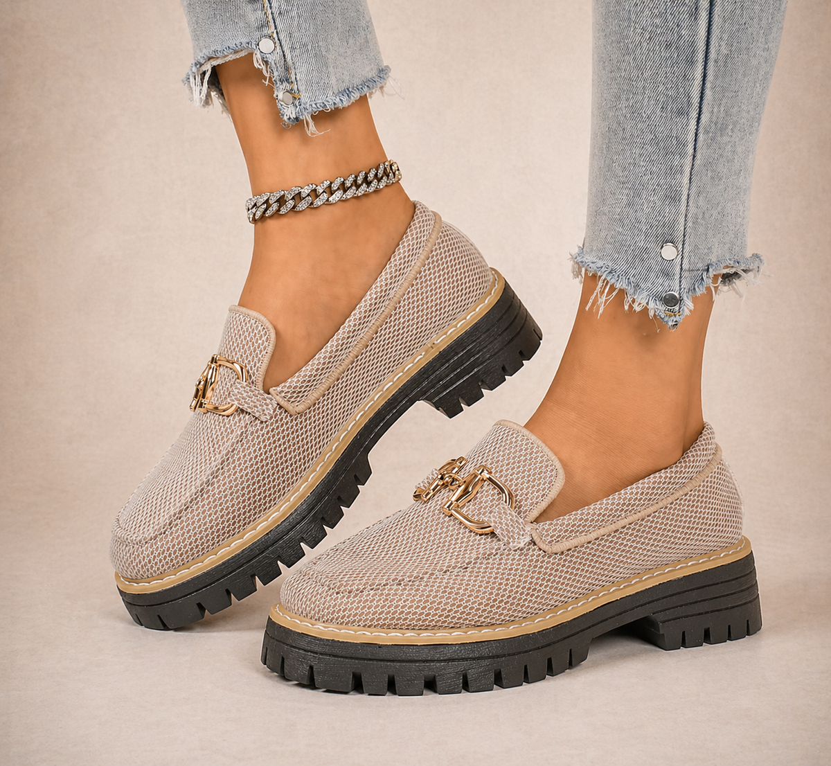 Victoria | Mocasines de malla transpirable con suelas gruesas y acolchadas