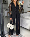 Alejandra | Conjunto de blazer y pantalón con encaje
