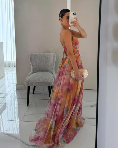 Lucina | Vestido largo floral con escote cruzado