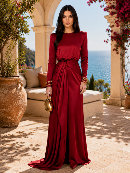 Brisa | Vestido largo de satén drapeado