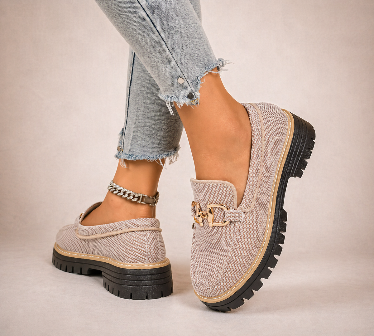 Victoria | Mocasines de malla transpirable con suelas gruesas y acolchadas