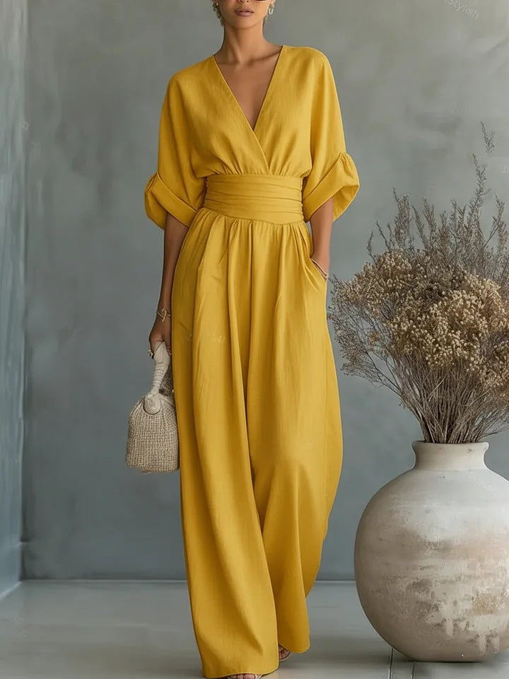 Josefina | Jumpsuit con escote en V y pantalón ancho
