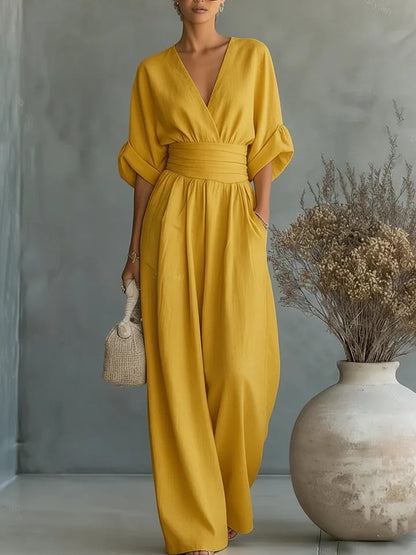 Josefina | Jumpsuit con escote en V y pantalón ancho