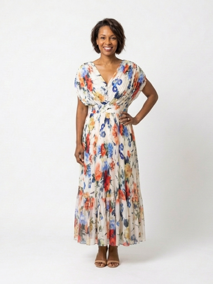 Selena | Vestido midi floral de manga corta