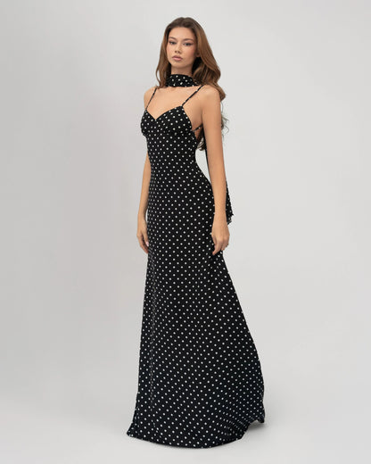 Blanca | Vestido maxi de lunares