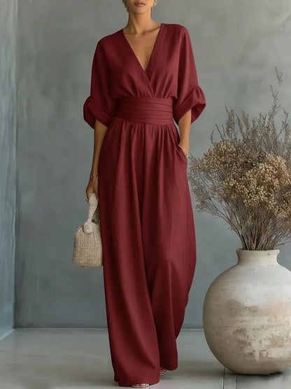Josefina | Jumpsuit con escote en V y pantalón ancho