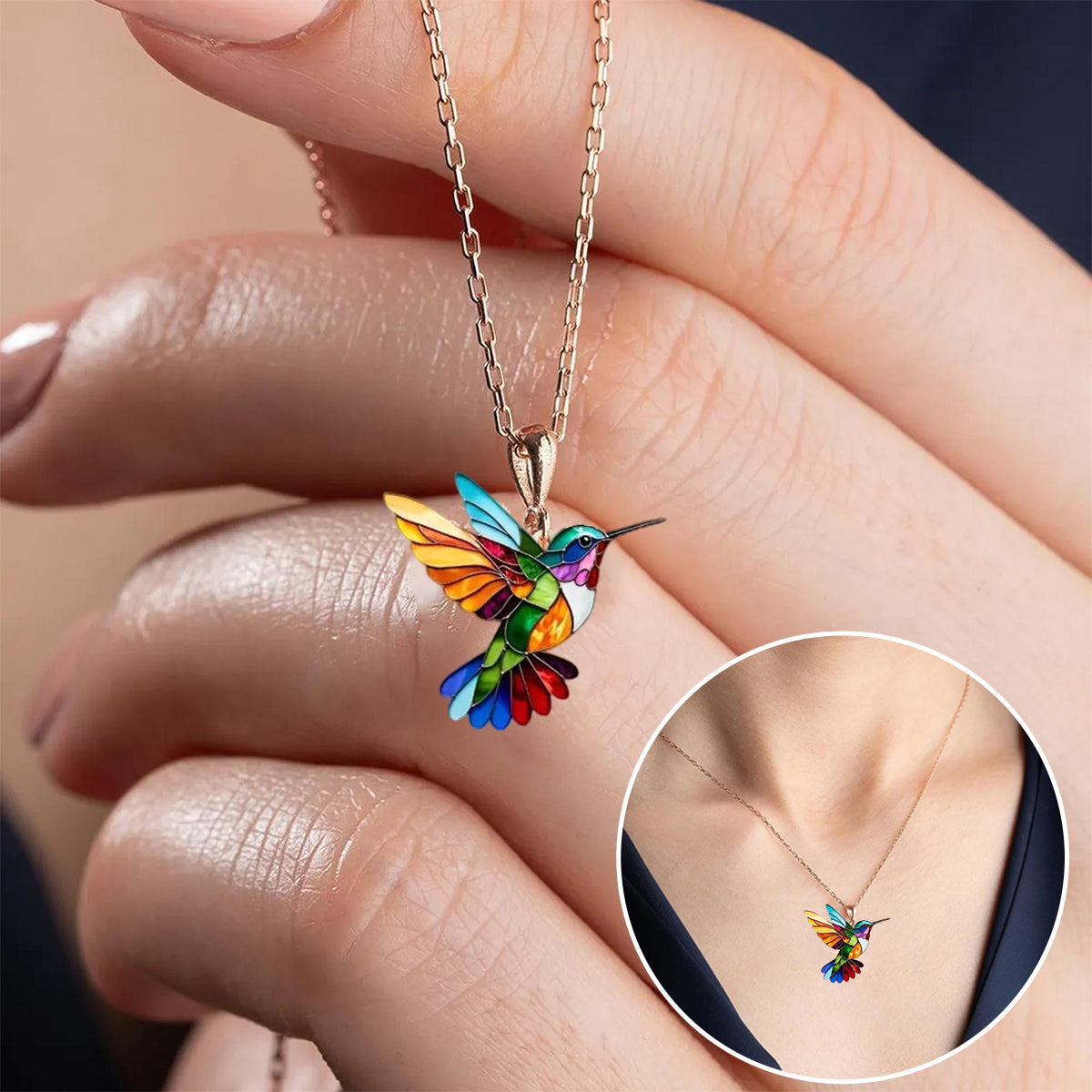 Adele | Elegante collar de colibrí multicolor