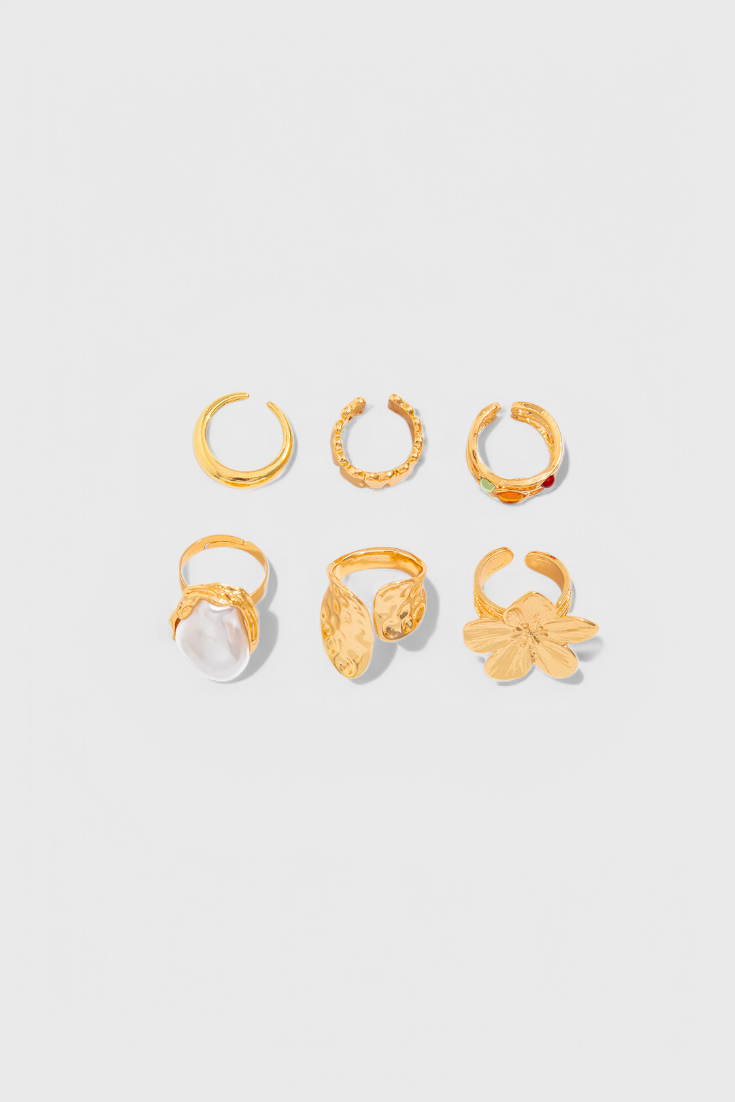 Marcella | Anillo abierto de perla con forma de flor líquida