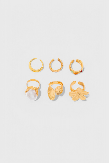 Marcella | Anillo abierto de perla con forma de flor líquida