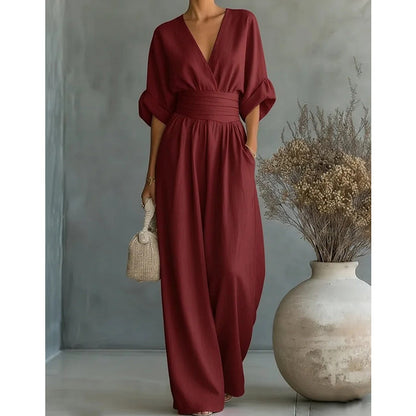 Josefina | Jumpsuit con escote en V y pantalón ancho