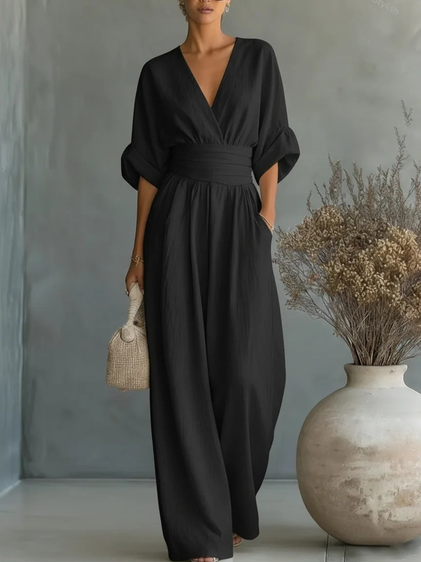 Josefina | Jumpsuit con escote en V y pantalón ancho