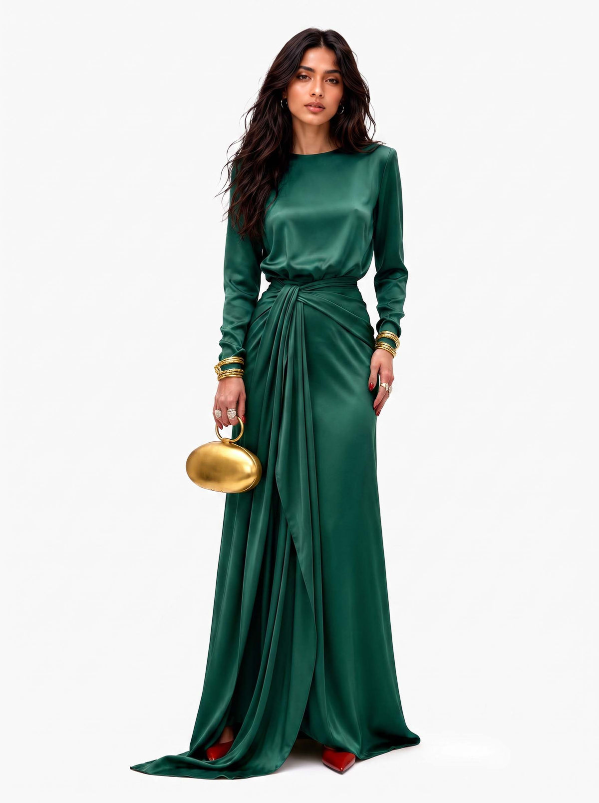 Brisa | Vestido largo de satén drapeado