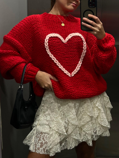 Natalia | Suéter oversize con corazón trenzado