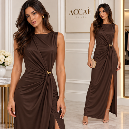 Atenea | Vestido largo con fruncido lateral