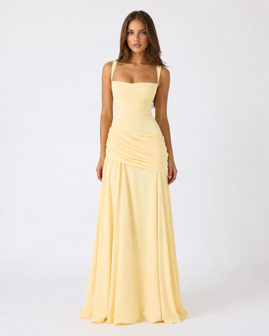 Atenea | Vestido largo con escote cuadrado