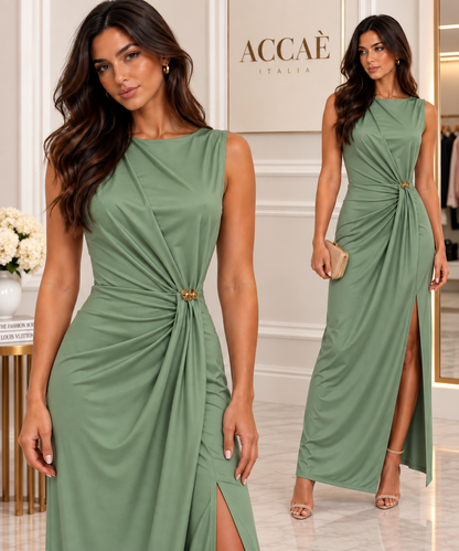 Atenea | Vestido largo con fruncido lateral