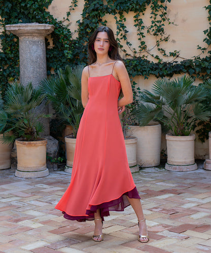 Macarena | Vestido de gasa bicolor