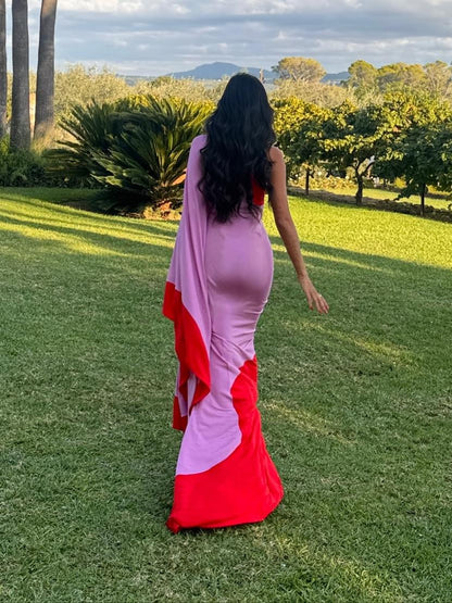 Ivonne | Vestido largo drapeado de un hombro