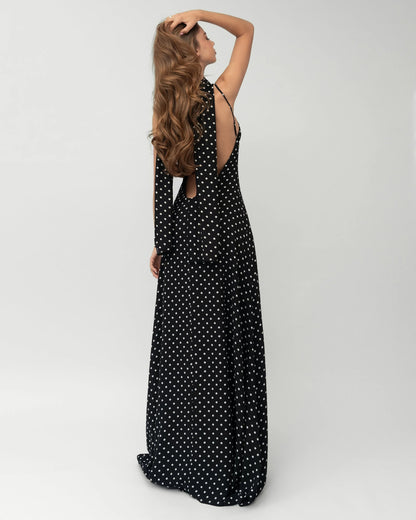 Blanca | Vestido maxi de lunares