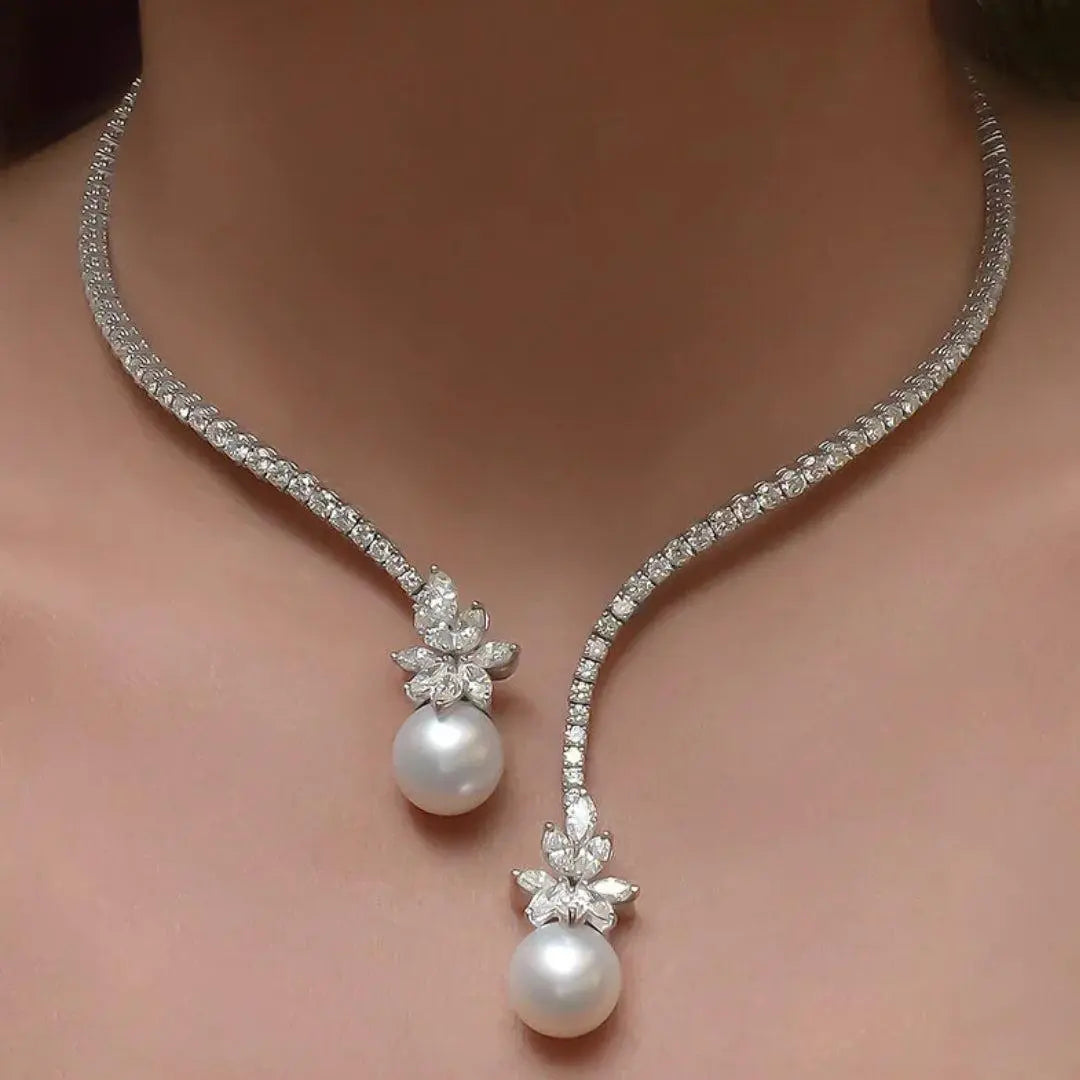 Seraphina | Collar elegante y brillante de perlas en plata