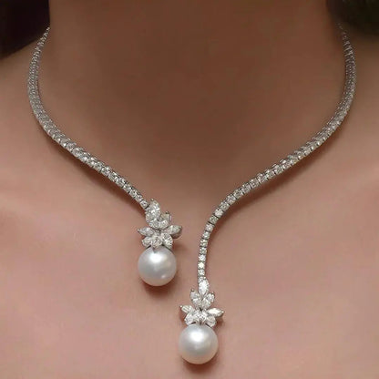 Seraphina | Collar elegante y brillante de perlas en plata
