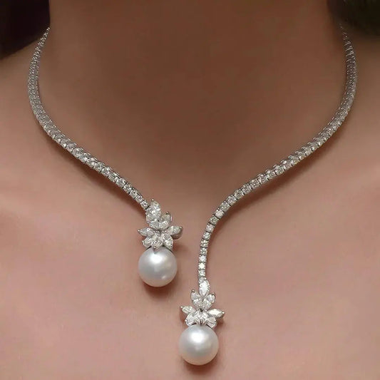 Seraphina | Collar elegante y brillante de perlas en plata
