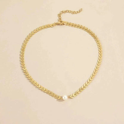 Yasmin | Collar griego de oro con perla
