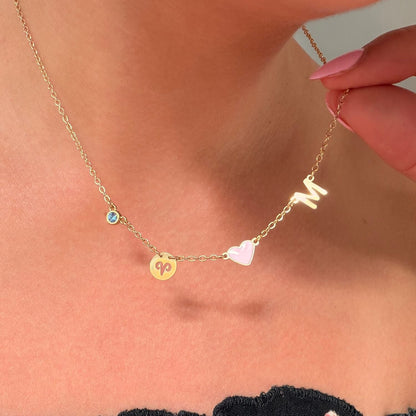 Amanda | Collar con inicial, piedra de nacimiento y signo zodiacal